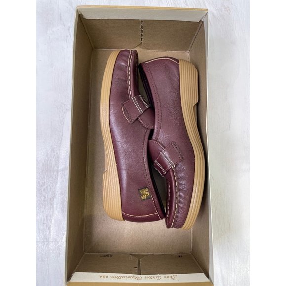 Vintage 70s Brown Cream Puffs Wedge Shoes Size 5 Slip On Oxfords Leather - Picture 6 of 10